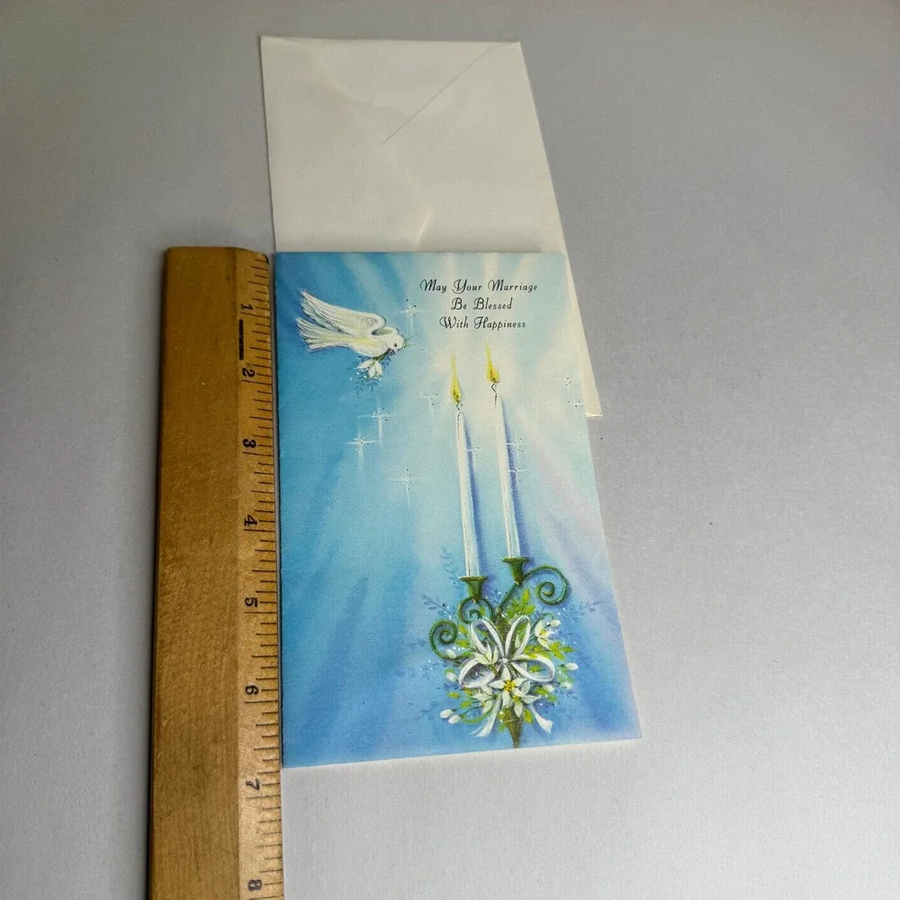 Vintage Gibson Wedding Card May Your‎ Marriage Be Blessed Dove Candles PS378 USA
